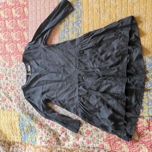 OffOn High-Low Linen Dress in Charcoal, XS